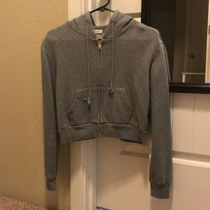 cropped grey zip-up